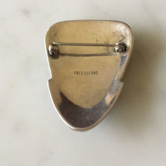 SOLD Vintage Fred Guerro Navajo Turquoise Pin - Picture 4 of 8